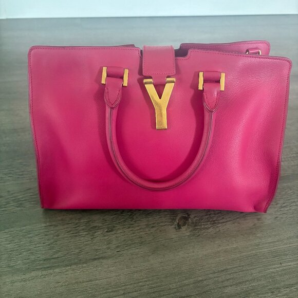 Auth YSL - Yves Saint Laurent Small Classic Y Cabas Fuscia Pink - COA Included - Picture 2 of 10